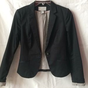 Black Blazer with Stripe Lining